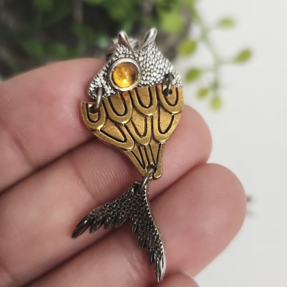 Gold and Silver Fish Drop Earrings - Brand: - Picture 6 of 10
